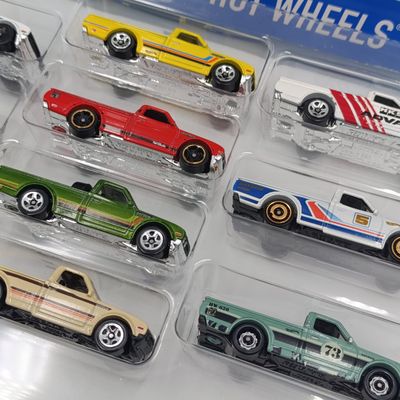 Custom Hot Wheels die-cast 10 pack with Datsun 620 pickup trucks