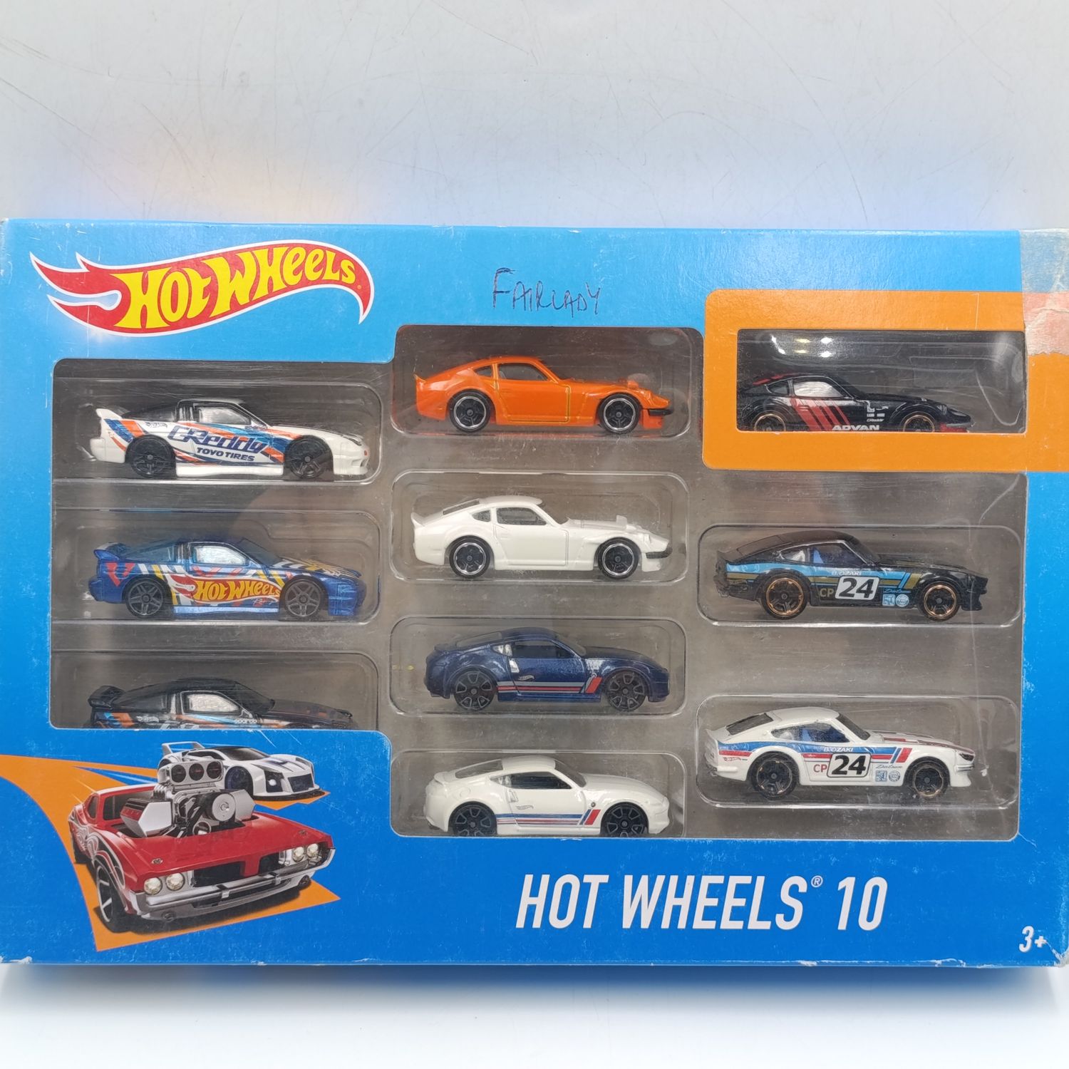Custom Hot Wheels die-cast 10 pack with various Nissan and Datsun cars