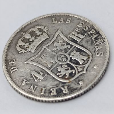 1858 Spanish silver 4 Reales coin