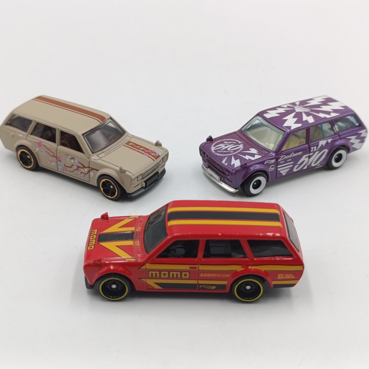 Lot of 3 Hot Wheels Datsun 510 die-cast toy cars