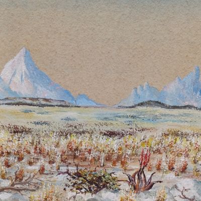 Landscape oil painting by B. Guschke - not framed - 30cm x 19cm