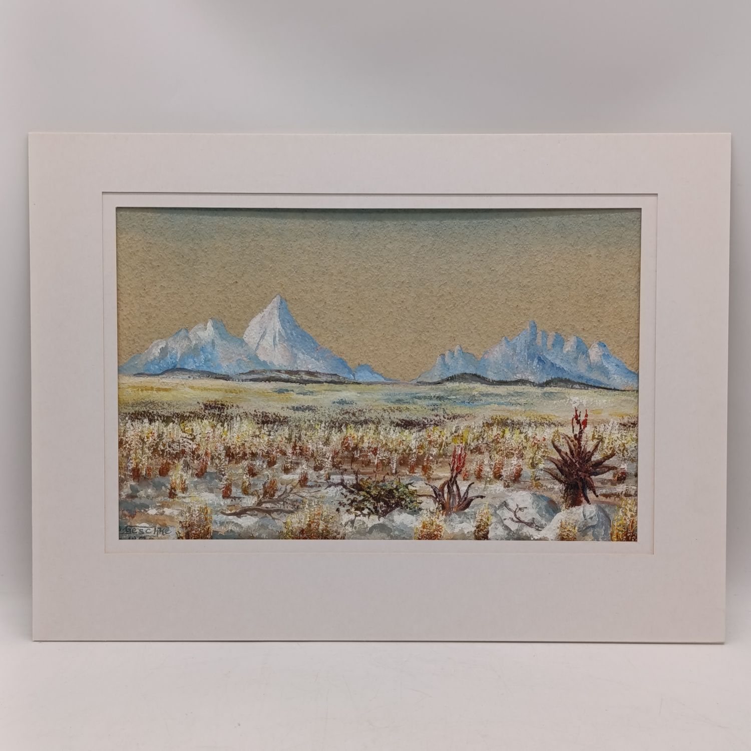 Landscape oil painting by B. Guschke - not framed - 30cm x 19cm