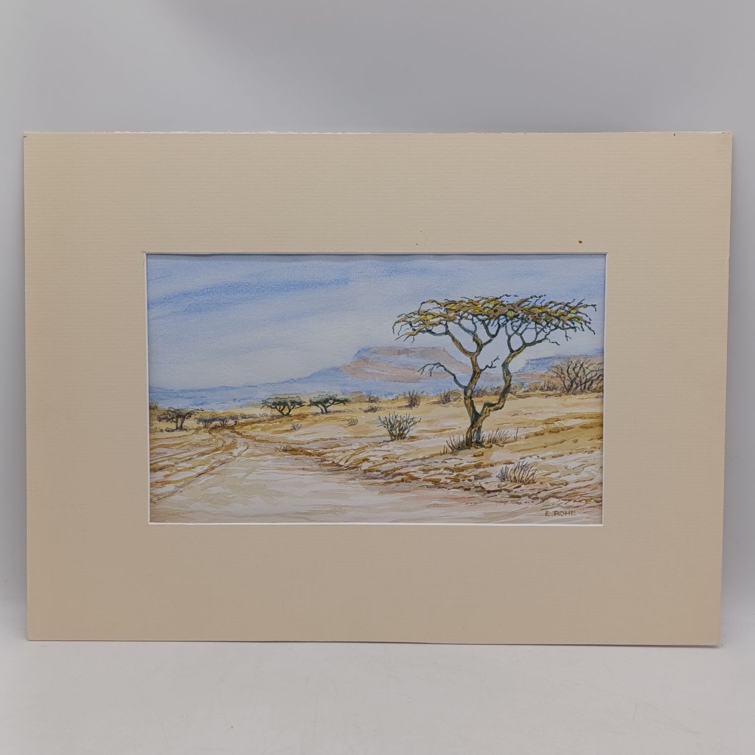Ernest Rohe landscape watercolor painting - not framed - 27.5cm x 16cm