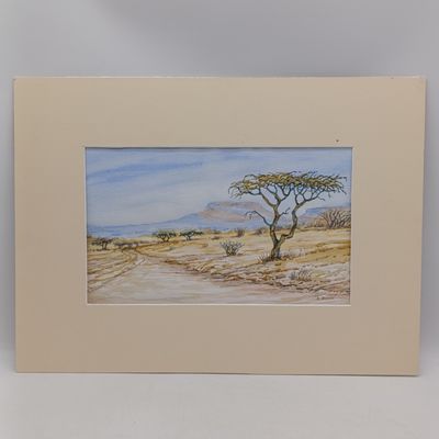 Ernest Rohe landscape watercolor painting - not framed - 27.5cm x 16cm