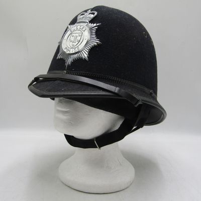 Vintage British Sussex Police Custodian helmet ( Bobby Hat ) - top fixture missing