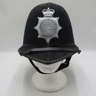 Vintage British Sussex Police Custodian helmet ( Bobby Hat ) - top fixture missing