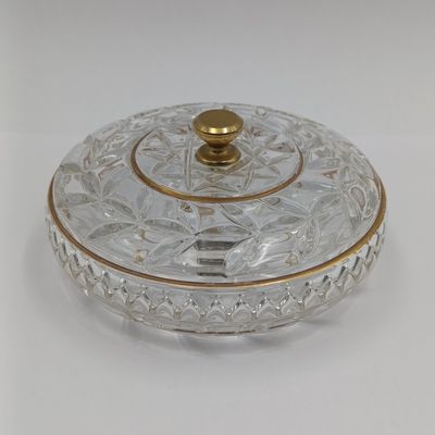 Beautiful vintage Walther crystal glass bowl with lid