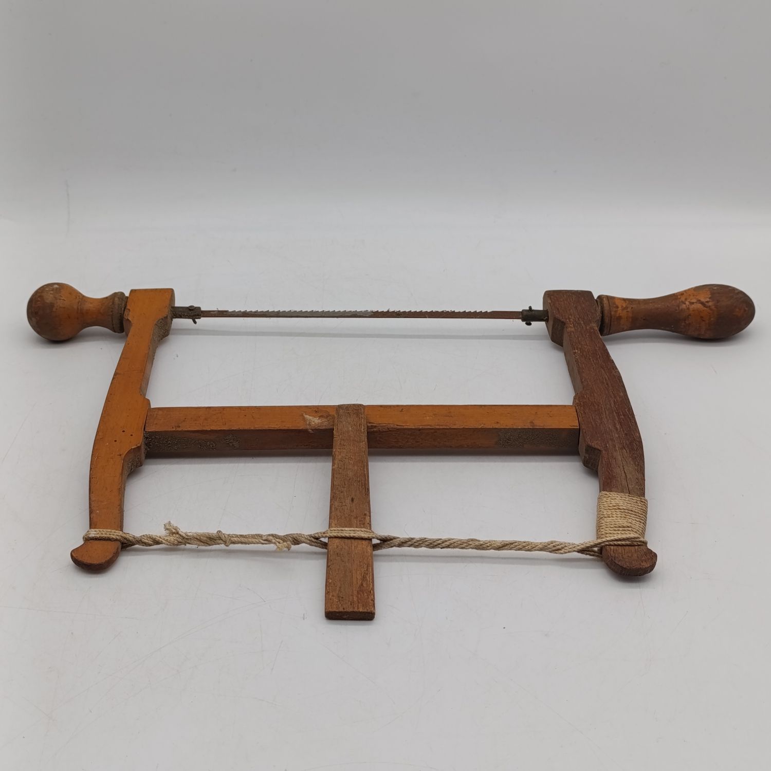 Antique small wooden bow saw - 20cm blade