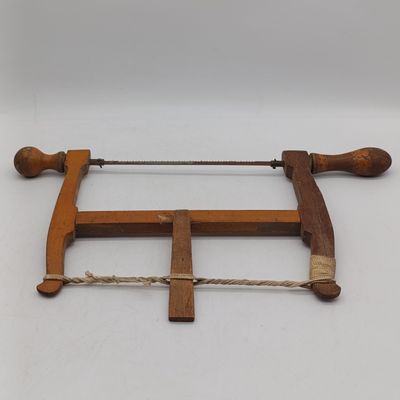 Antique small wooden bow saw - 20cm blade