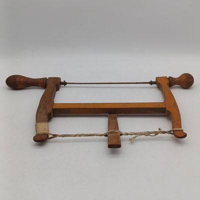Antique small wooden bow saw - 20cm blade