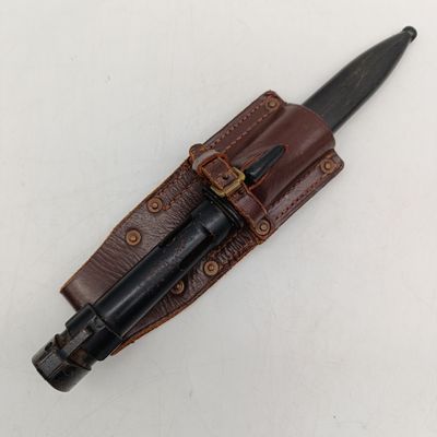 SADF R1 Rifle bayonet with sheath and leather frog