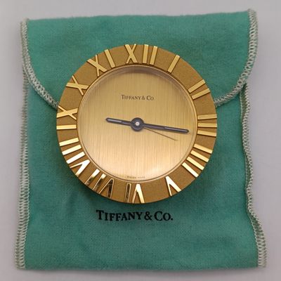 Authentic Tiffany and Co. Atlas desk clock with box and booklet - working