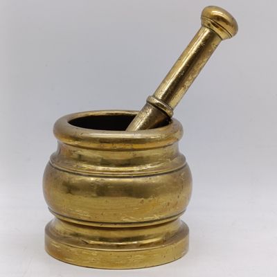 Antique No.5 GG solid brass mortar and pestle