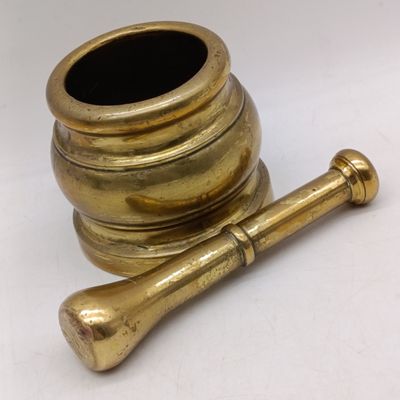 Antique No.5 GG solid brass mortar and pestle