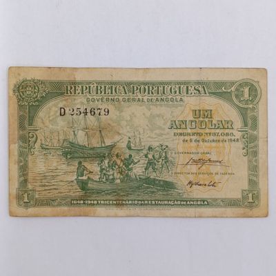 1 Angolar banknote Portuguese Angola - 6 Oct 1948