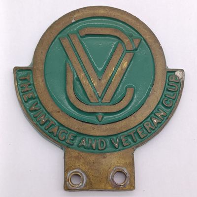 The Vintage and Veteran Club car solid brass badge