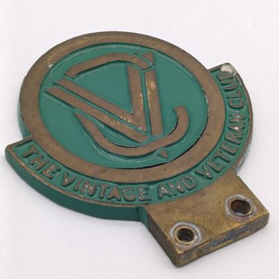 The Vintage and Veteran Club car solid brass badge