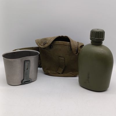 SADF webbing belt with water bottle in pouch - including fire bucket