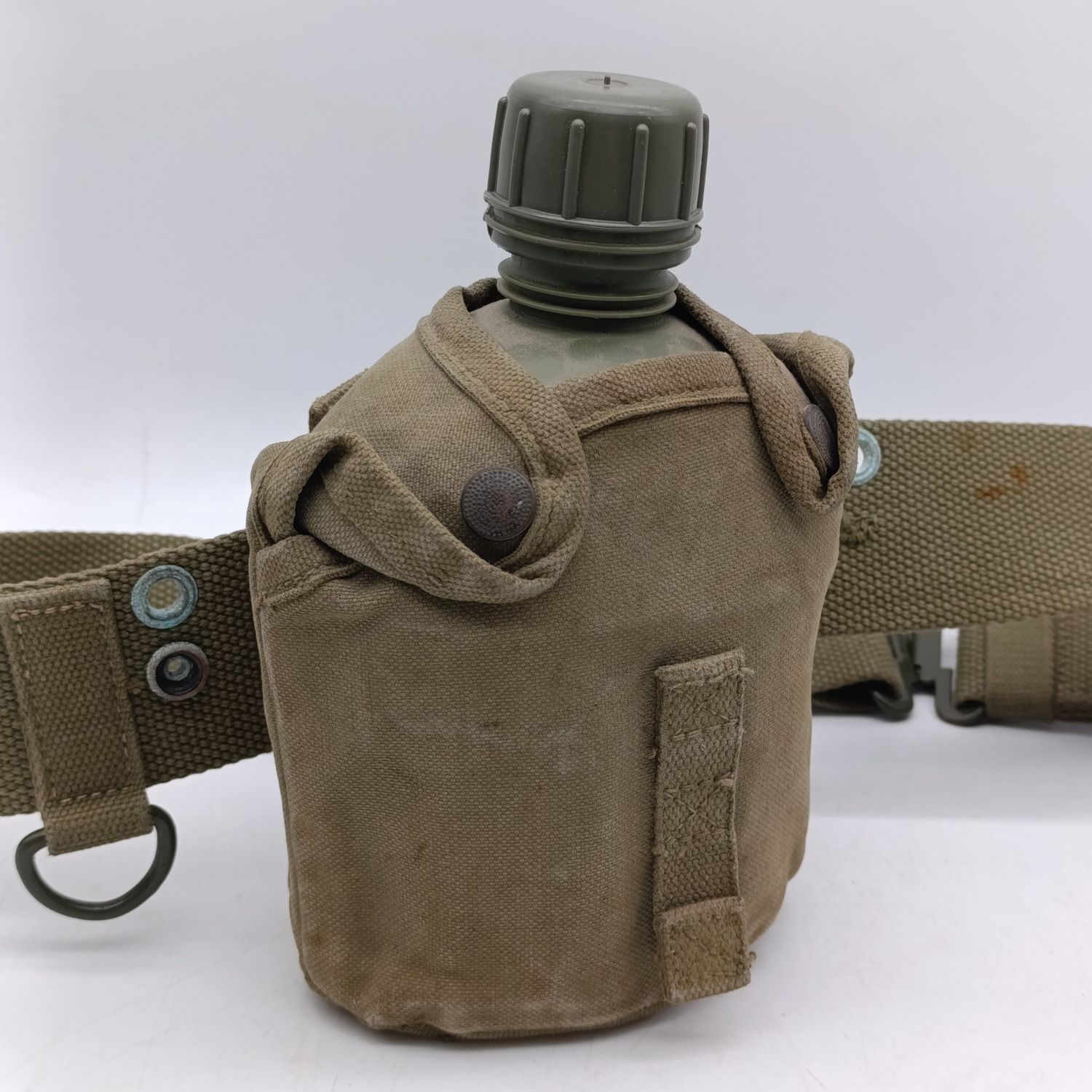 SADF webbing belt with water bottle in pouch - including fire bucket