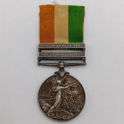 Boer War King's South Africa Medal with SA 1901 and 1902 Bars - Issued to 1222 TPR. E.C. Clark