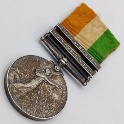 Boer War King's South Africa Medal with SA 1901 and 1902 Bars - Issued to 1222 TPR. E.C. Clark