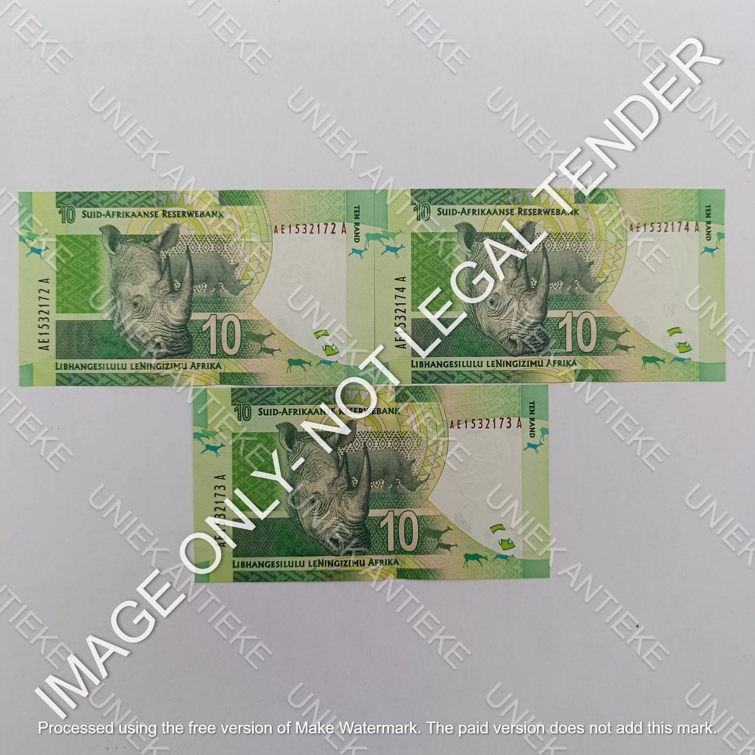 Gill Marcus Lot of 3 x R10 banknotes - South Africa with consecutive numbers - Uncirculated