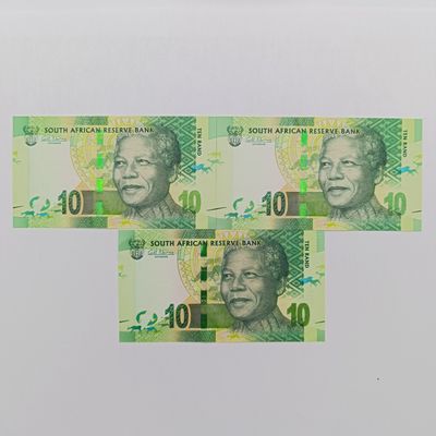 Gill Marcus Lot of 3 x R10 banknotes - South Africa with consecutive numbers - Uncirculated