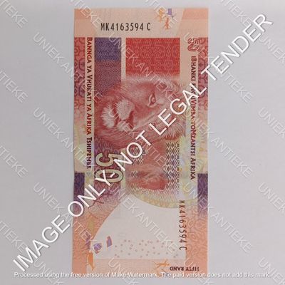 South Africa L Kganyaga Pair of R50 banknotes - uncirculated with consecutive numbers