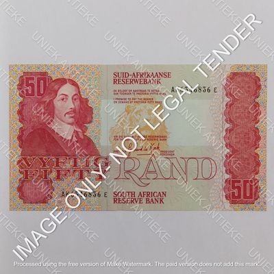 South Africa R50 banknote Gerhard de Kock 3rd issue Uncirculated