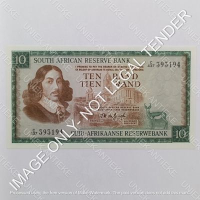 TW de Jongh South Africa R10 banknote 3rd issue - crips uncirculated