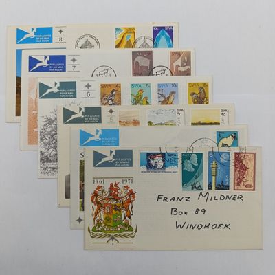 South West Africa First day covers no 3 to 8 - scarce - Lot of early covers with book value well over R1000