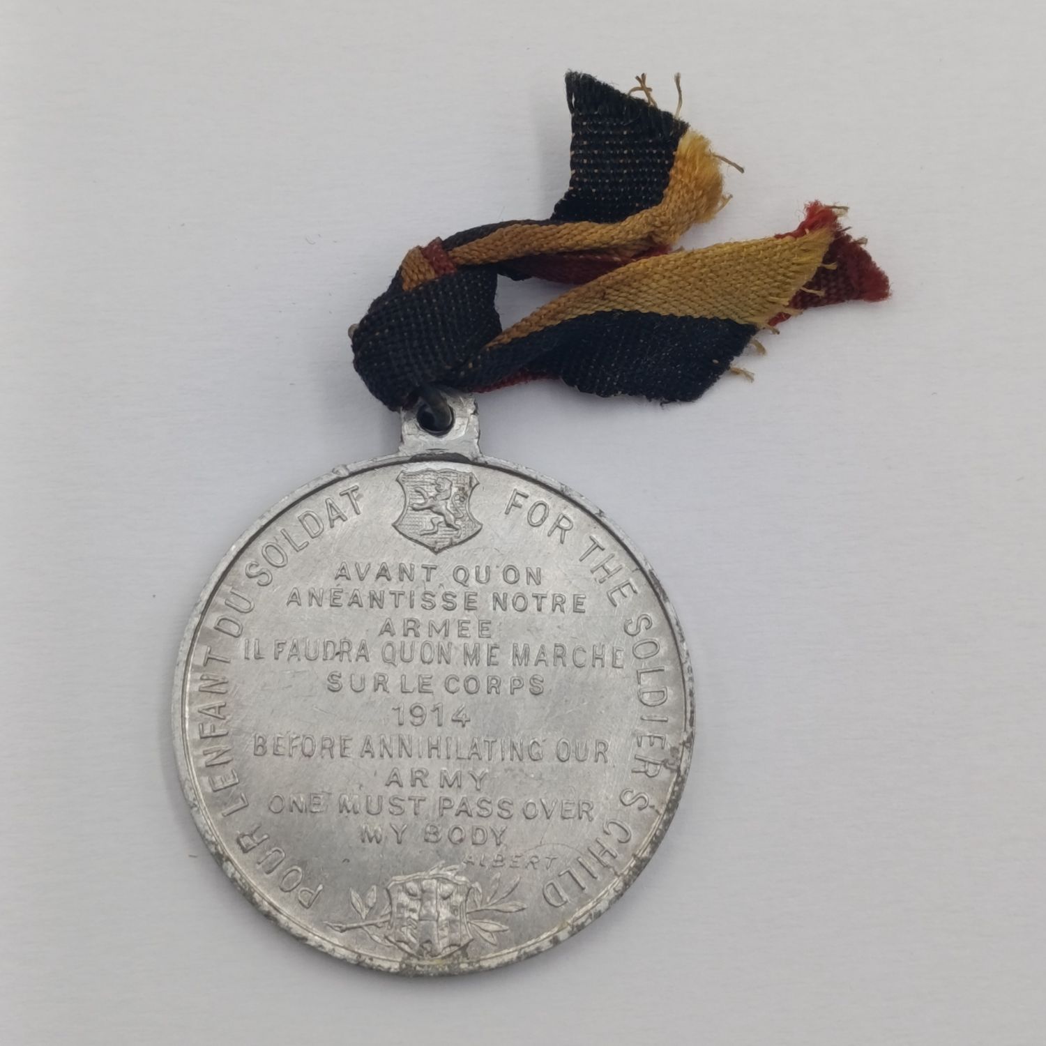WW1 Belgian patriotic charity white metal medal - vintage military collectible