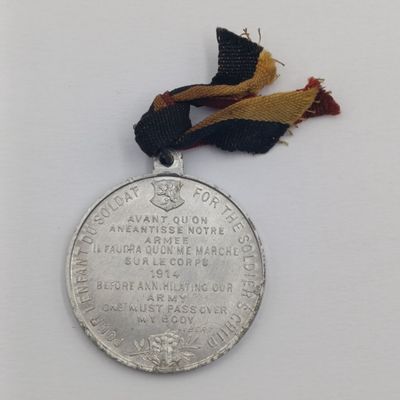 WW1 Belgian patriotic charity white metal medal - vintage military collectible
