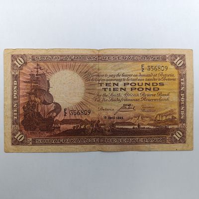 South Africa 1943 Postmus Ten Pounds banknote - rare