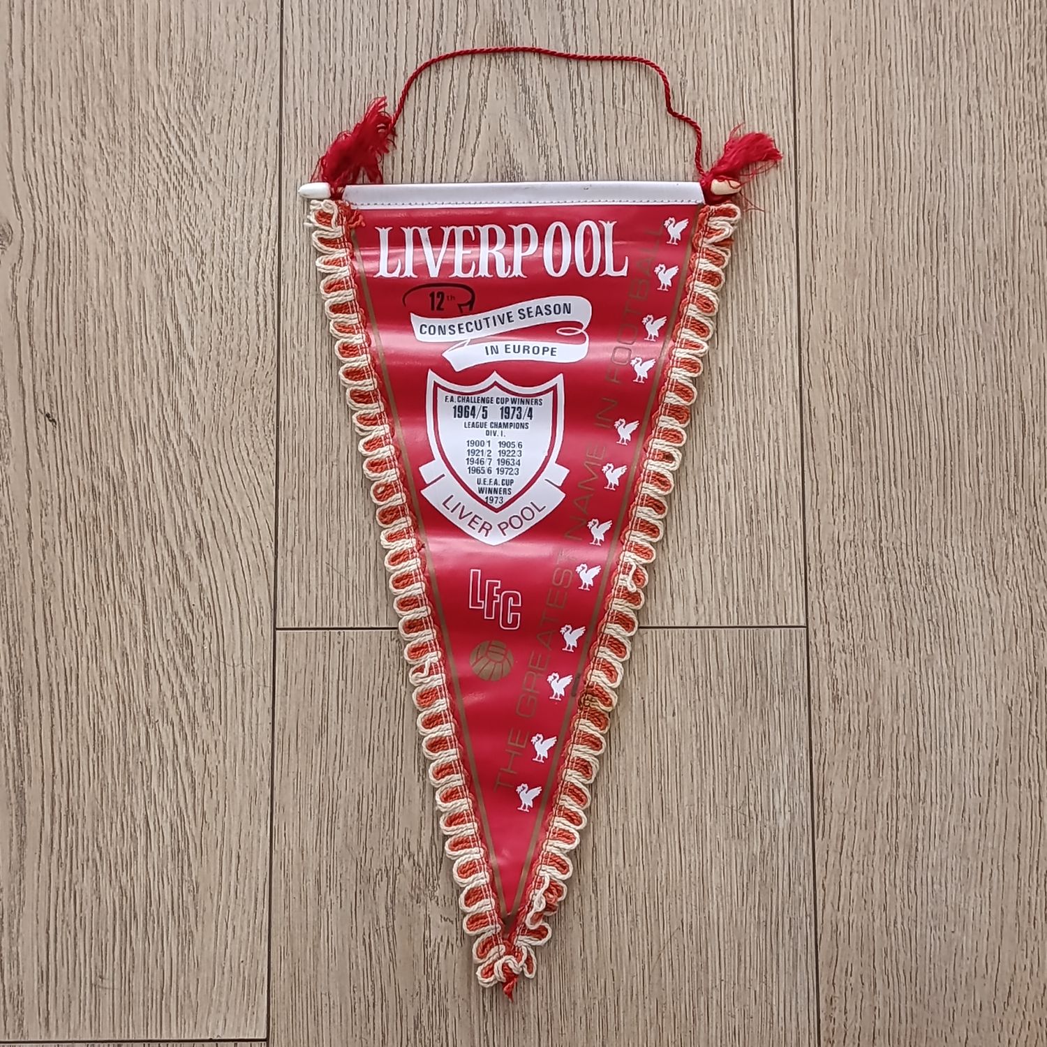 Vintage Liverpool Football Club Honours pennant flag - circa 1975