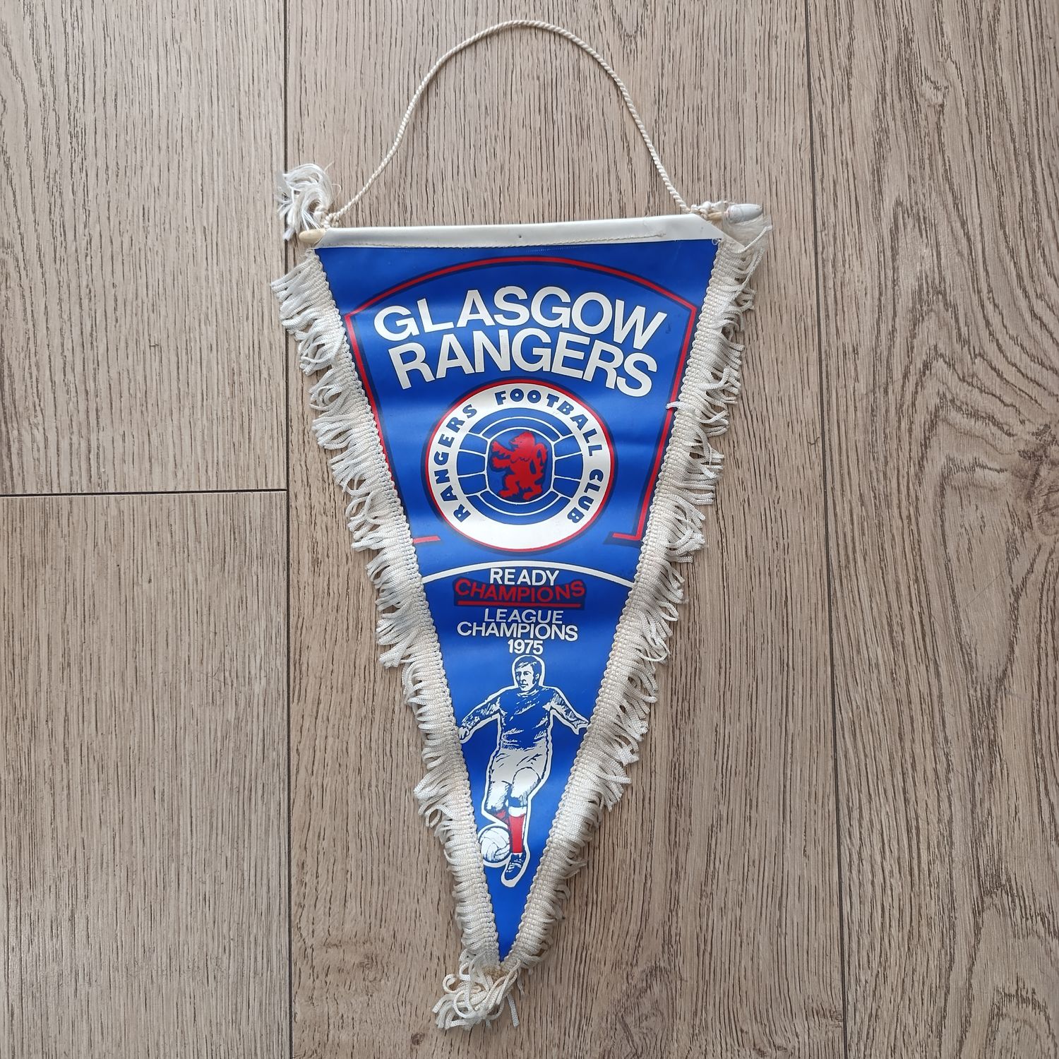 Vintage Glasgow Rangers Football club 1975 League Champions pennant flag