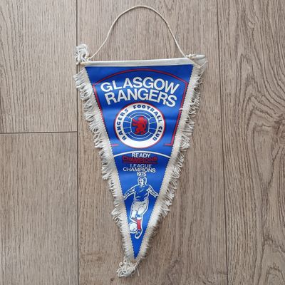 Vintage Glasgow Rangers Football club 1975 League Champions pennant flag