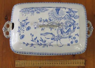 Antique Tennyson porcelain serving bowl with lid - Some chips and cracked