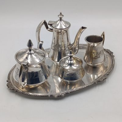 Vintage Indian silverplated Mughlai style tea/coffee set for one