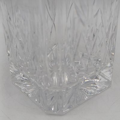 Longchamp pattern crystal decanter and 2 glasses - branded Nissan whiskey set