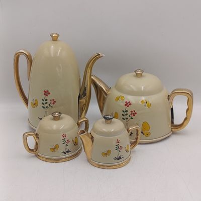 Complete 4-piece insulated tea/coffee thermo set - mid century