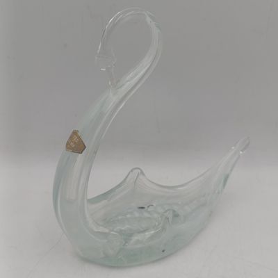 Pair of vintage British-made slat glass swans