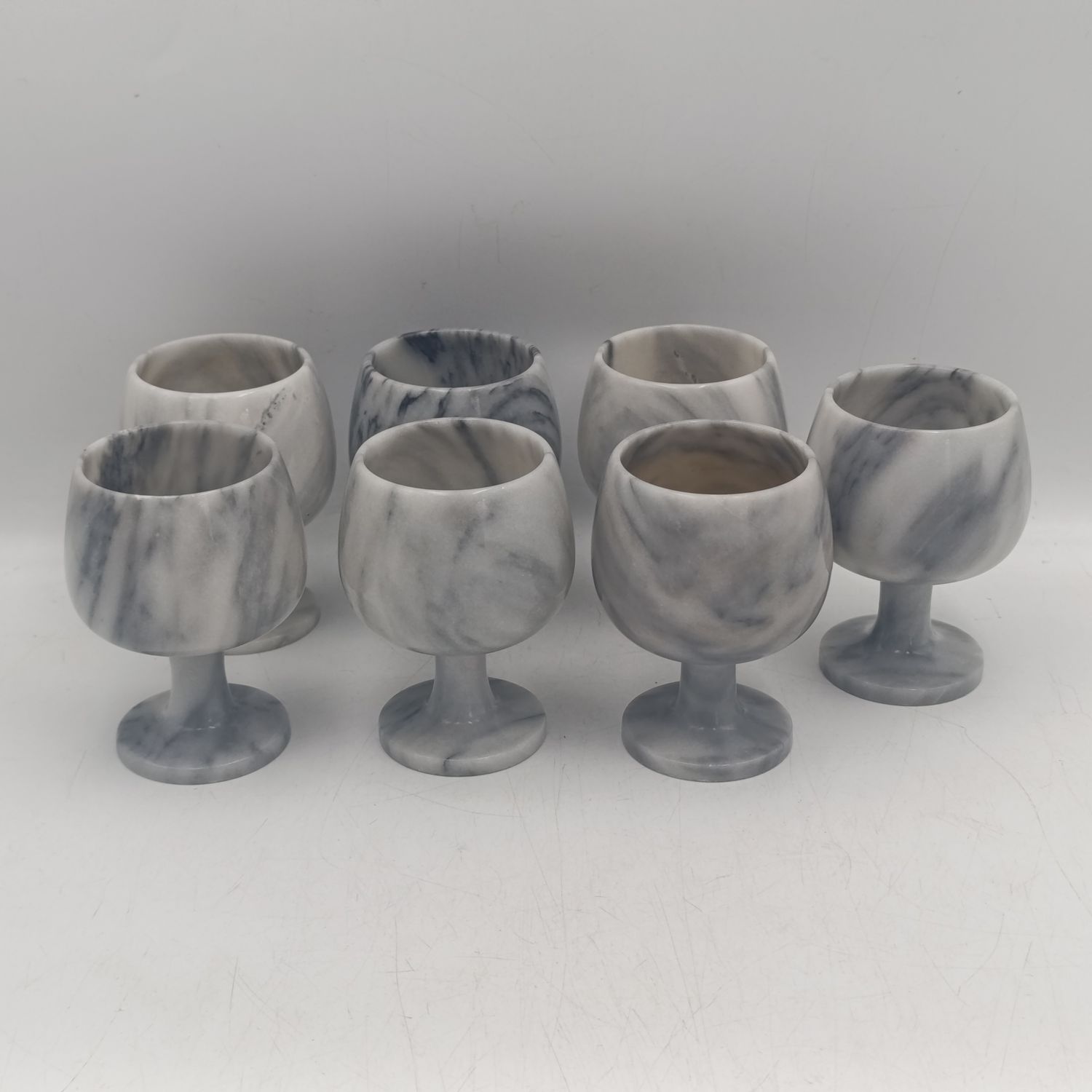 Set of 6 plus 1 vintage marble glasses/cups