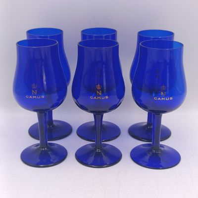 Lot of 6 Camus Cobalt Blue cognac tulip glasses