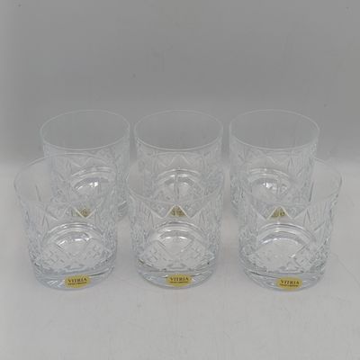 Lot of 6 Avondale Toyota lead crystal whiskey glasses