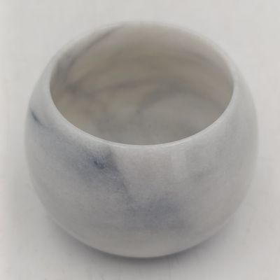 Set of 6 white marble bowls