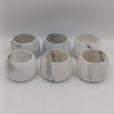 Set of 6 white marble bowls