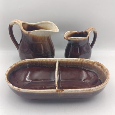 Nelson McCoy Pottery set - milk and cream jug with serving dish