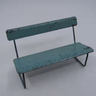 Vintage Dolls house furniture - Tin plate bench and 2 chairs