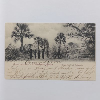 1901 Postcard Omaruru, GSWA to Wriezen, Germany with 5 Pfennig Keiser Yacht Stamps
